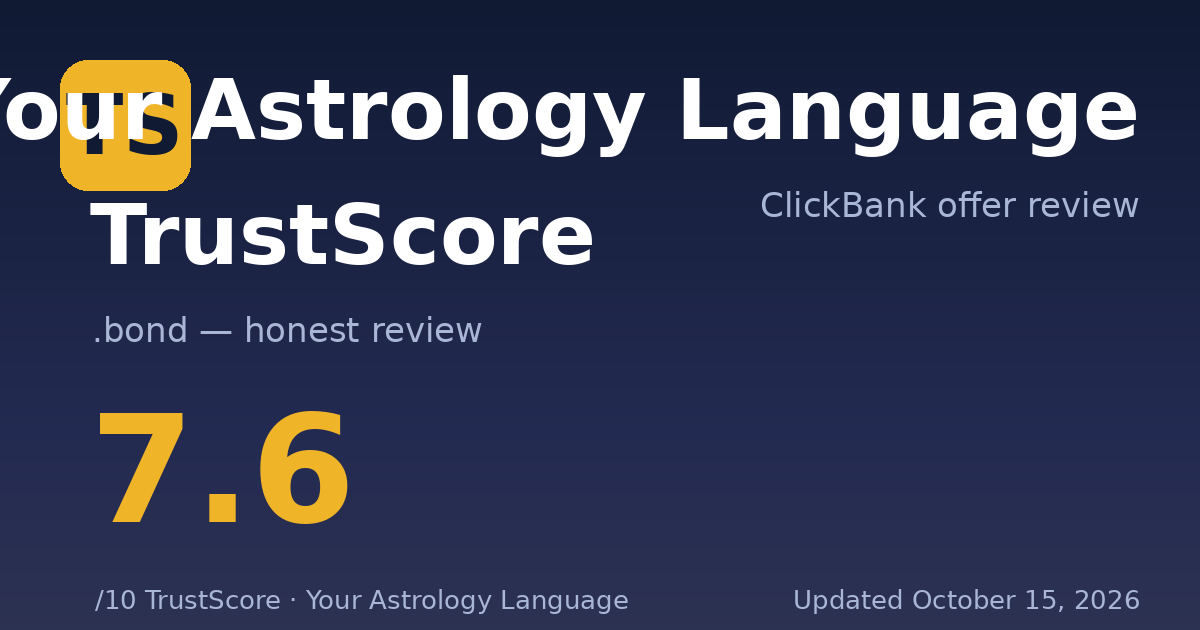Your Astrology Language TrustScore card — 7.6 out of 10