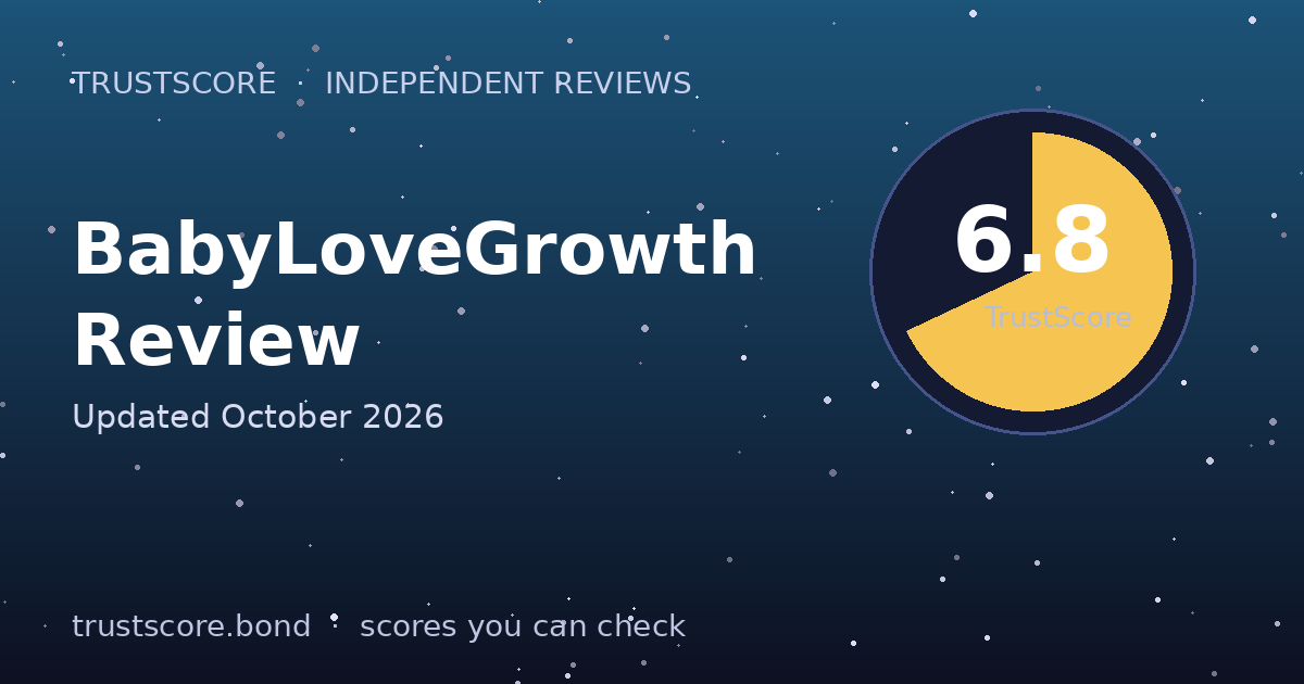 BabyLoveGrowth TrustScore card — 6.8 out of 10