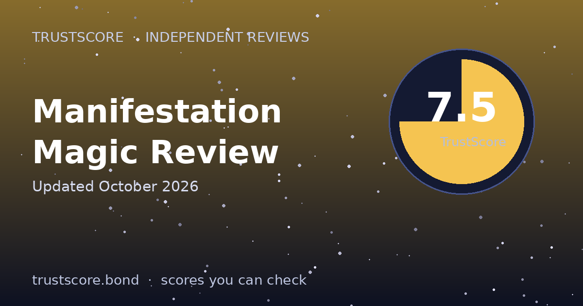 Manifestation Magic TrustScore card — 7.5 out of 10