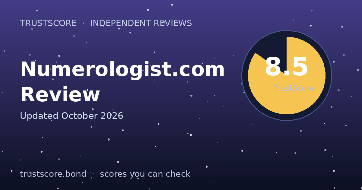 Numerologist.com TrustScore card — 8.5 out of 10