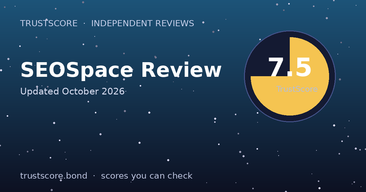 SEOSpace TrustScore card — 7.5 out of 10