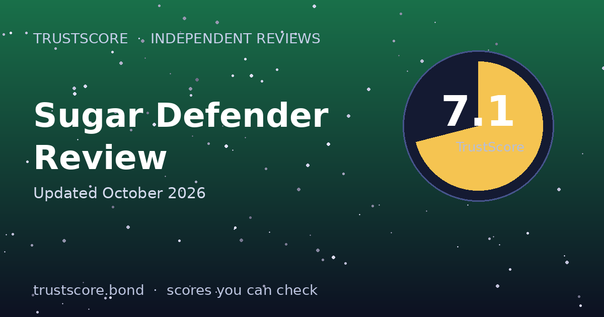 Sugar Defender TrustScore card — 7.1 out of 10